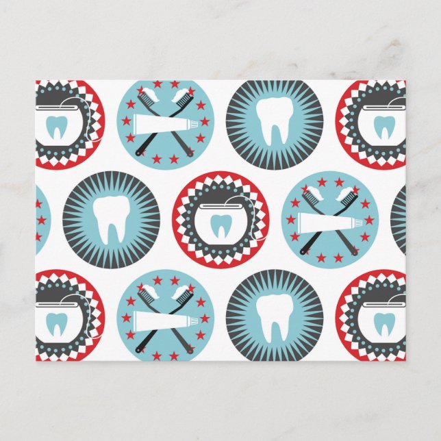 Bold Dentistry Pattern - Dentist Dental Hygienist Postcard (Front)