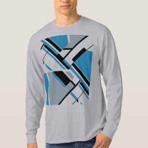 Bold Diagonal Blue Black Gray MCM-inspired Design T-Shirt