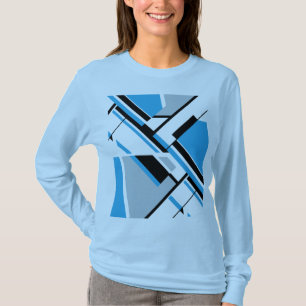 Bold Diagonal Blue Black Gray MCM Look Abstract T-Shirt
