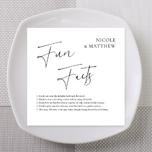 Bold Diagonal Cursive Fun Facts Wedding Napkins