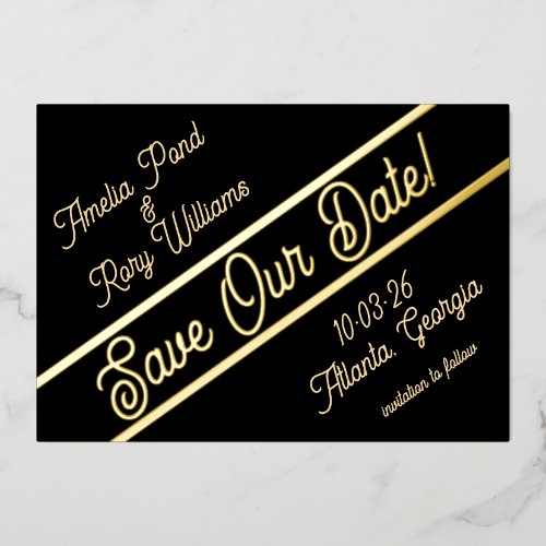 Bold Diagonal Foil Save the Date Card