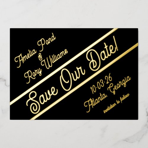 Bold Diagonal Foil Save the Date Card