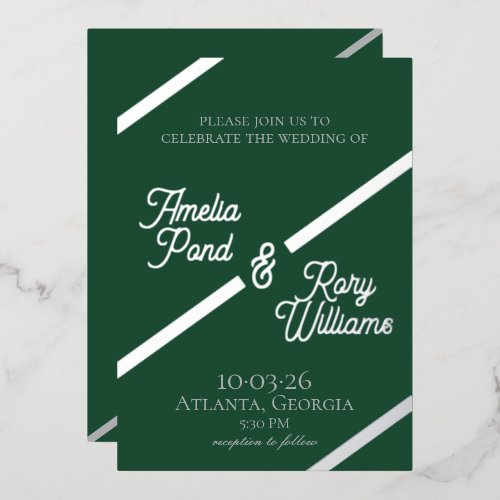 Bold Diagonal Foil Wedding Invite