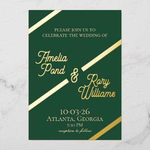 Bold Diagonal Foil Wedding Invite