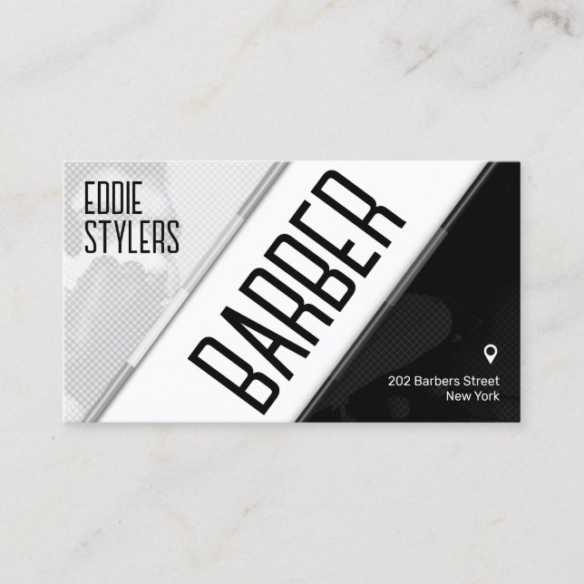 Bold diagonal gray white black business card (Front)