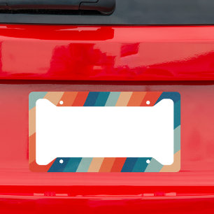 Bold Diagonal Stripes in Retro Colors License Plate Frame
