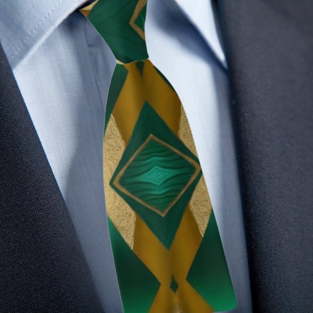Bold Diamond pattern in Gold and Emerald Neck Tie (Creator Uploaded)