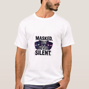 Bold Digital Art with Three Stylized Masks and "Ma T-Shirt