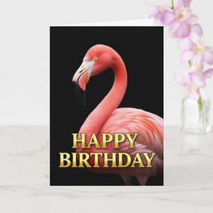 BOLD DISTINCT CLOSEUP FLAMINGO BIRTHDAY CARD