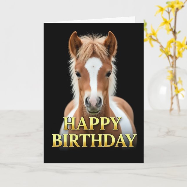 BOLD DISTINCT CLOSEUP FOAL BIRTHDAY CARD (Yellow Flower)
