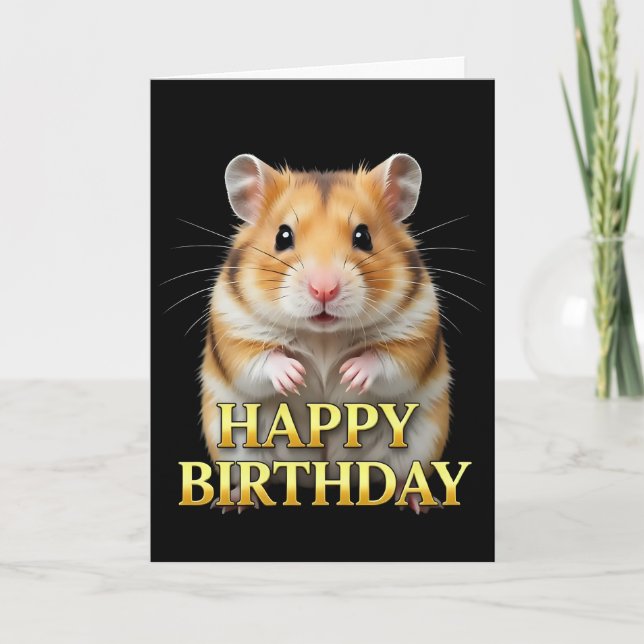 BOLD DISTINCT CLOSEUP HAMSTER BIRTHDAY CARD (Front)