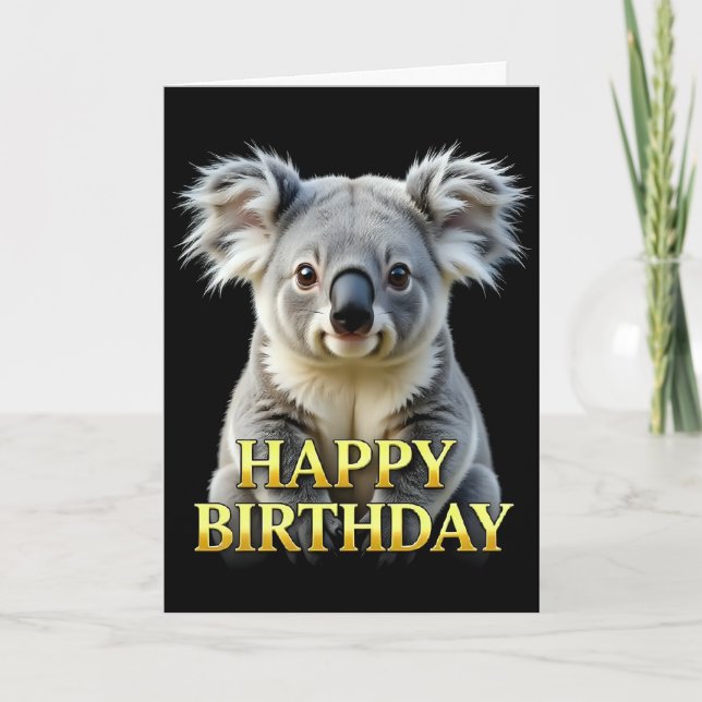 BOLD DISTINCT CLOSEUP KOALA BIRTHDAY CARD (Front)