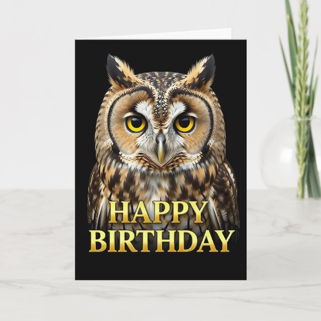 BOLD DISTINCT CLOSEUP OWL BIRTHDAY CARD (Front)