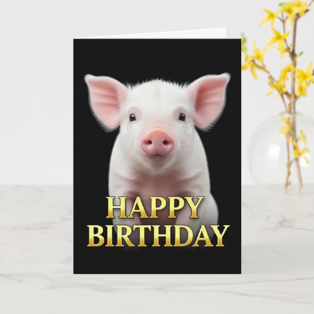 BOLD DISTINCT CLOSEUP PIGLET BIRTHDAY CARD (Yellow Flower)