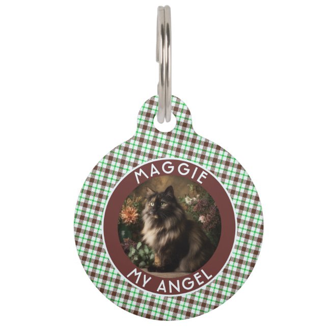 Bold Dog Gift Plaid Pattern Pet ID Tag (Front)