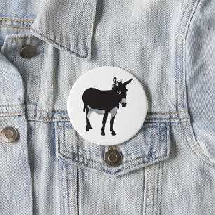 Bold Donkey Silhouette Farm Animal Button