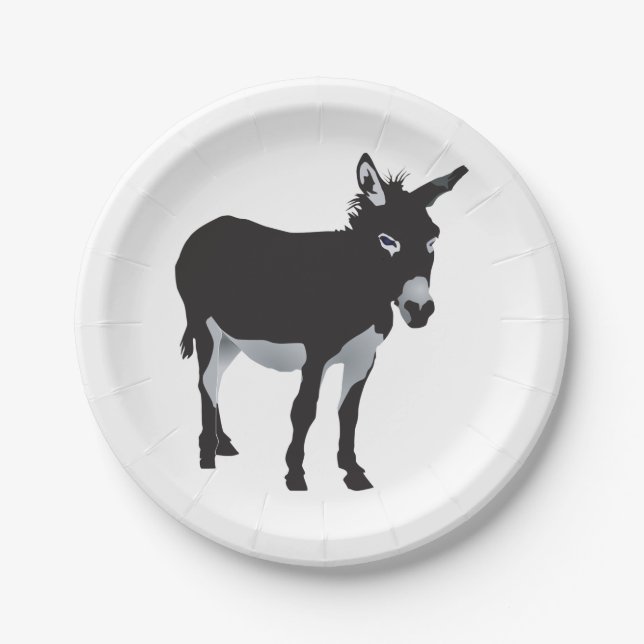 Bold Donkey Silhouette Farm Animal Paper Plates (Front)