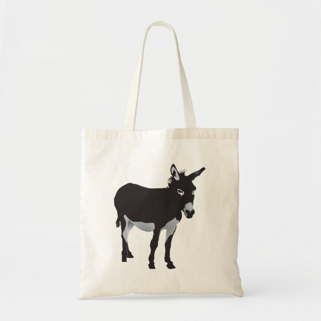 Bold Donkey Silhouette Farm Animal Tote Bag (Front)