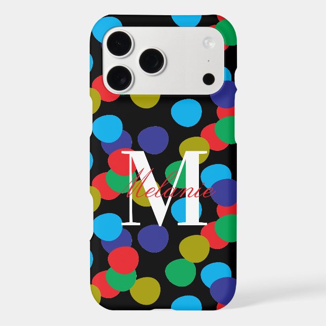 Bold Dots Colorful Custom Monogram Case-Mate iPhone Case (Back)