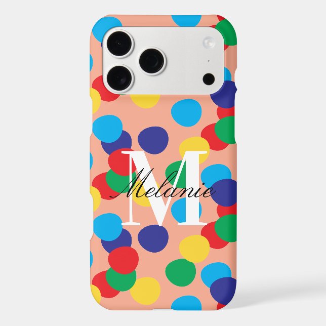 Bold Dots Colorful Custom Monogram Case-Mate iPhone Case (Back)