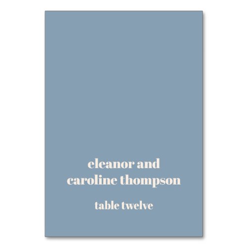 Bold Dusty Blue Retro Custom Wedding Place Card