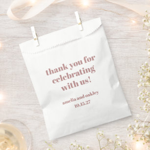 Bold Dusty Rose Retro Custom Wedding Thank You  Favor Bag