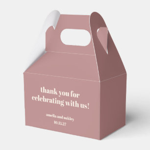 Bold Dusty Rose Retro Custom Wedding Thank You Favor Boxes