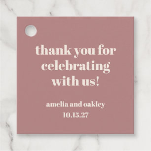 Bold Dusty Rose Retro Custom Wedding Thank You  Favor Tags