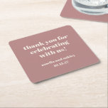 Bold Dusty Rose Retro Custom Wedding Thank You  Square Paper Coaster<br><div class="desc">Bold Minimalist Dusty Rose Fall Retro Simple Custom Wedding Thank You Square Paper Coaster</div>