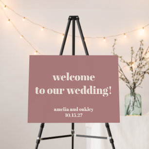 Bold Dusty Rose Retro Custom Wedding Welcome Sign