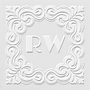 Bold Dynamic Frame Art Deco Monogram Initials Embosser