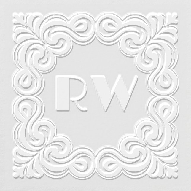 Bold Dynamic Frame Art Deco Monogram Initials Embosser (Design)