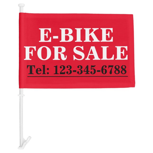 BOLD E-BIKE FOR SALE SIGN sits on your Bike Car Flag (Front)