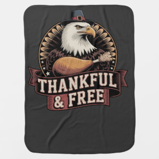 Bold Eagle Head Thankful & Free Vintage Graphic Baby Blanket