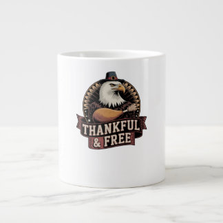 Bold Eagle Head Thankful & Free Vintage Graphic Giant Coffee Mug