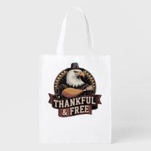 Bold Eagle Head Thankful & Free Vintage Graphic