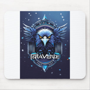 Bold Eagle Logo Mouse Pad   Powerful Eagle Head De