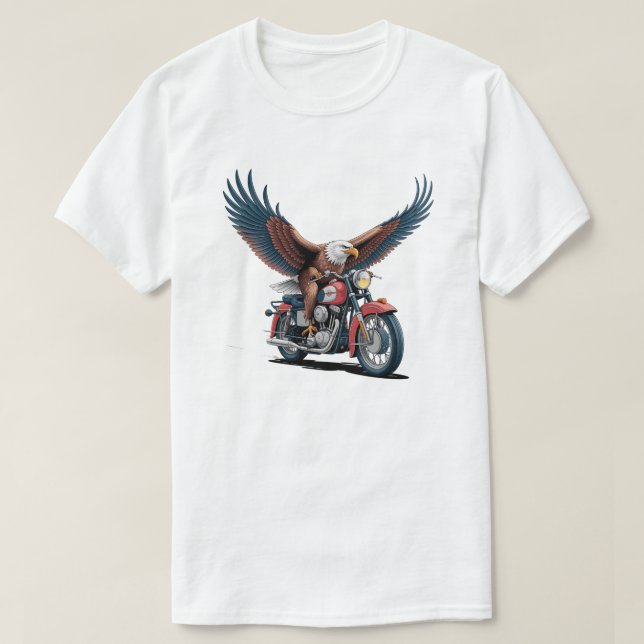 Bold Eagle Rider Classic Motorcycle Graphic T-Shirt (Design Front)