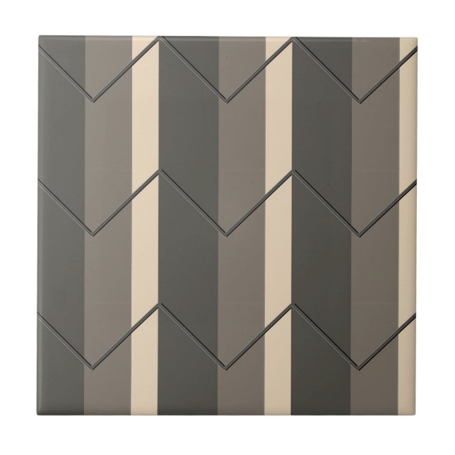 Bold Earth tone Striped Decorative Wall Tile (Front)