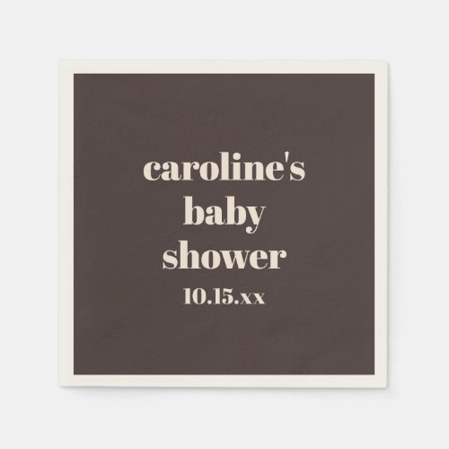Bold Earthy Brown Modern Fun Custom Baby Shower