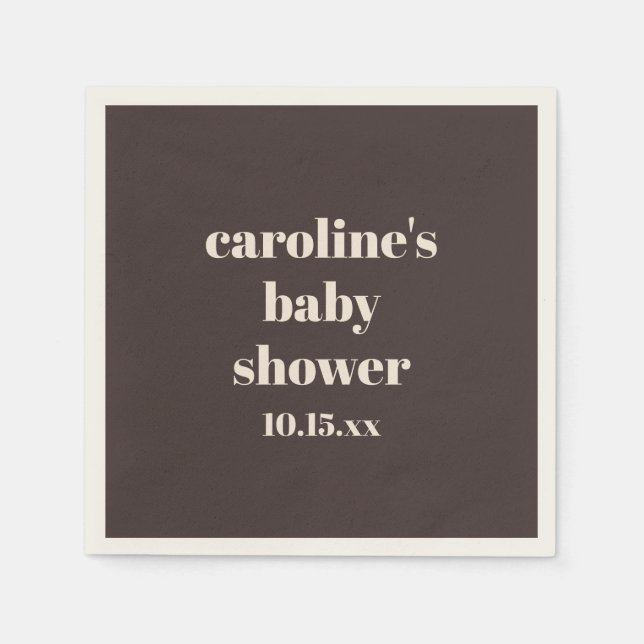 Bold Earthy Brown Modern Fun Custom Baby Shower Napkins (Front)