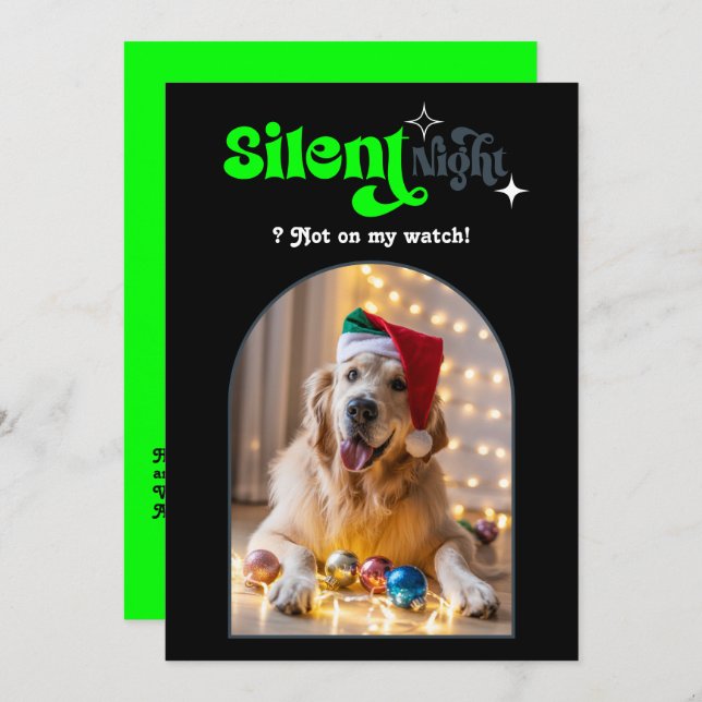 Bold Edge Funny Retro Pet Dog Christmas Photo Holiday Card (Front/Back)