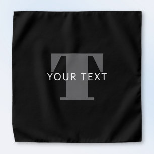 Bold Editable Text Black White & Grey Bandana