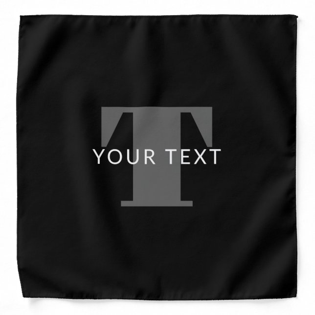 Bold Editable Text | Black White & Grey Bandana (Front)