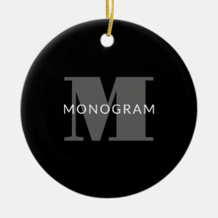 Bold Editable Text Black White & Grey Ceramic Ornament