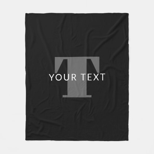 Bold Editable Text  Black White  Grey Fleece Blanket