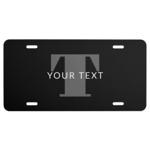 Bold Editable Text Black White & Grey License Plate
