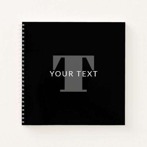 Bold Editable Text  Black White  Grey Notebook