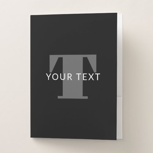 Bold Editable Text  Black White  Grey Pocket Folder
