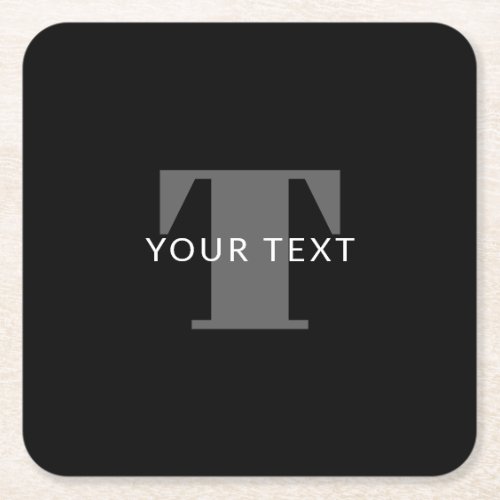 Bold Editable Text  Black White  Grey Square Paper Coaster